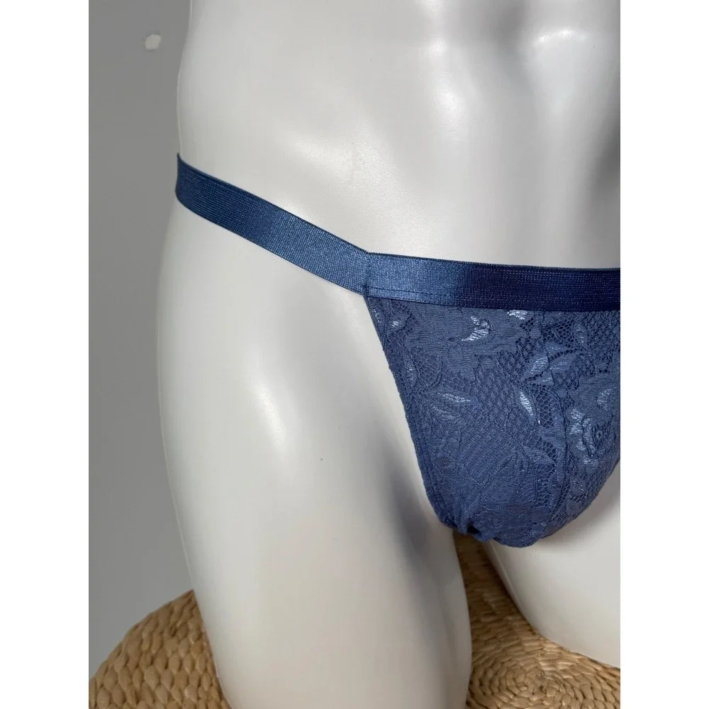 Cosabella Never Say Never Sheer Lace Men's Thong Blue‎ NWT L